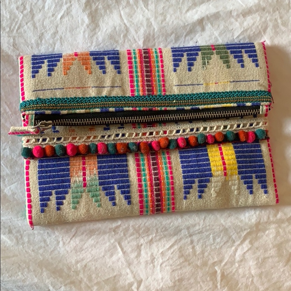 Woven colorful clutch bag